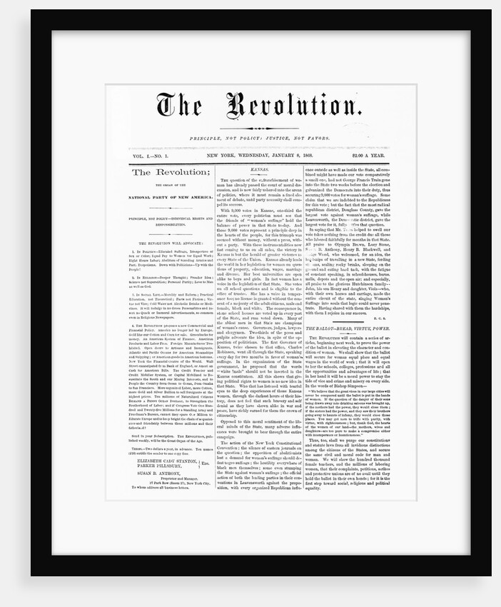 First Issue of The Revolution Suffrage Newspaper by Anonymous