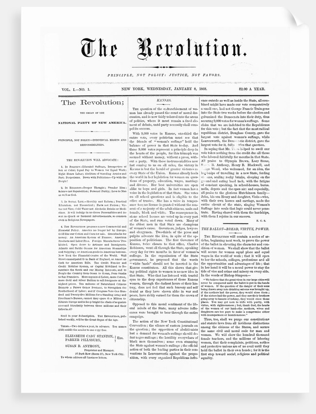 First Issue of The Revolution Suffrage Newspaper by Anonymous