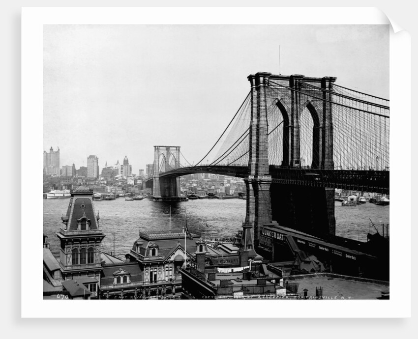 Brooklyn Bridge Over East River and Surrounding Area by Anonymous