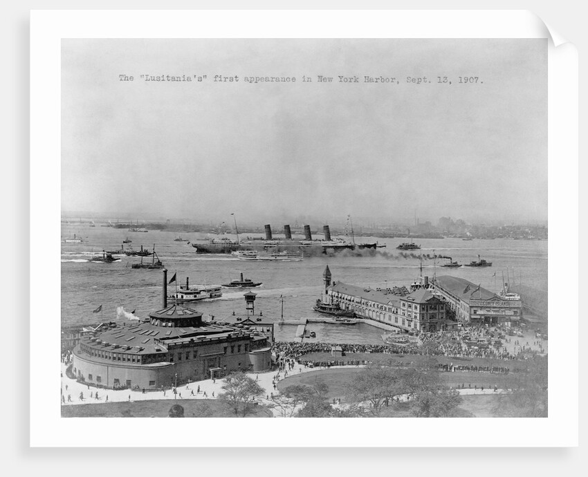 The Lusitania's First Appearance in New York Harbor by Anonymous
