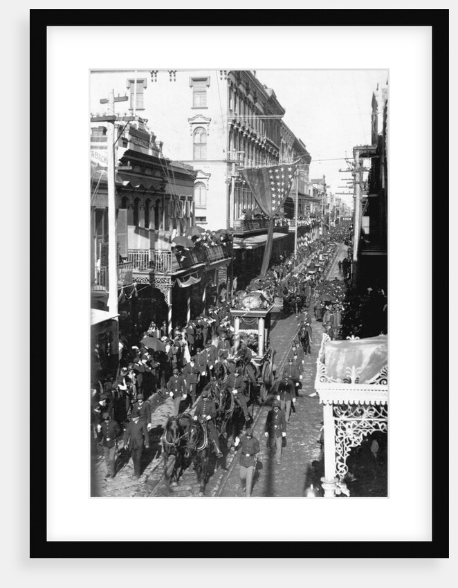 Jefferson Davis Funeral, body in horse-drawn wagon on street in New Orleans by Anonymous
