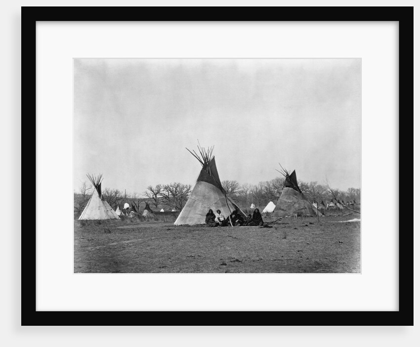 A Native American Family Sits Outside Their Teepee by Anonymous