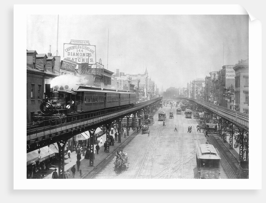 Elevated Trains in Manhattan's Bowery by Anonymous