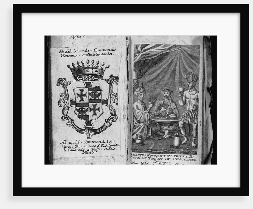 Coat of Arms of Colleredo-Meinz and Wallese Family and Three Men With New Drinks From Their Country of Origin by Anonymous