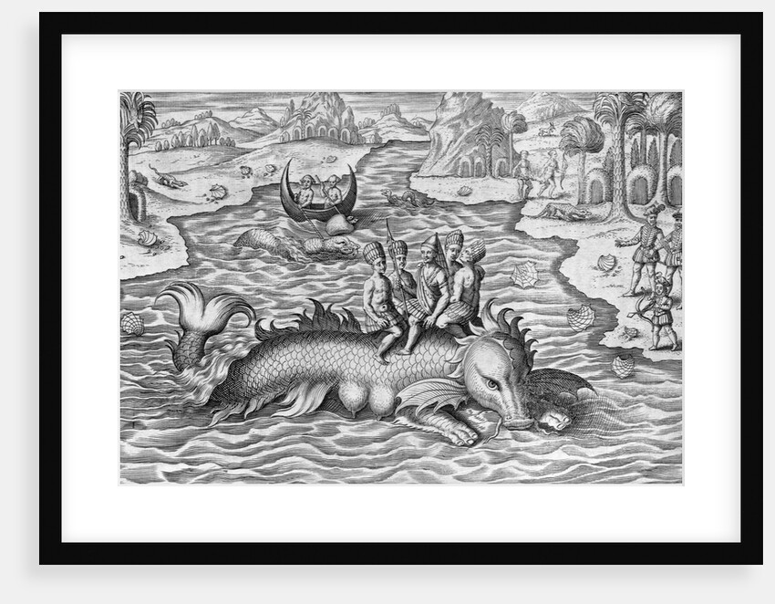 King and his Advisers Riding on the Back of a sea Monster by Anonymous