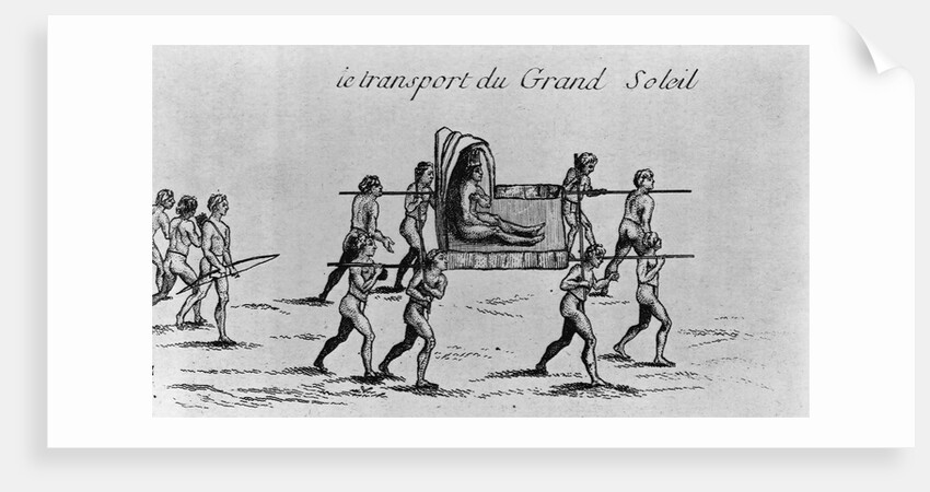 A Native American Chief Being Carried on a Primitive Sedan by Anonymous