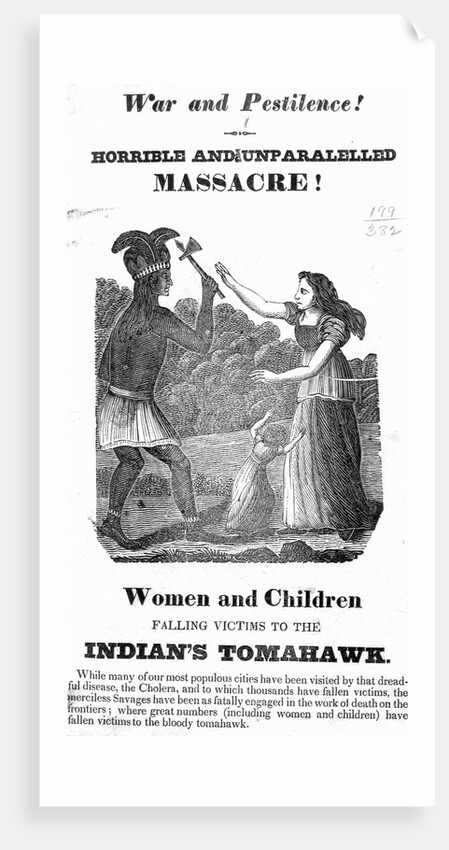 Native American Using a Tomahawk on a Women and Child by Anonymous