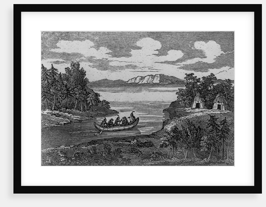 Native Americans Rowing a Conoe With White Prisoners by Anonymous
