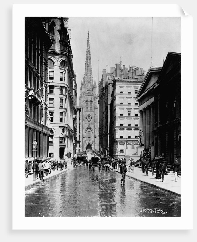 Wall Street and Trinity Church Spire, New York by Anonymous