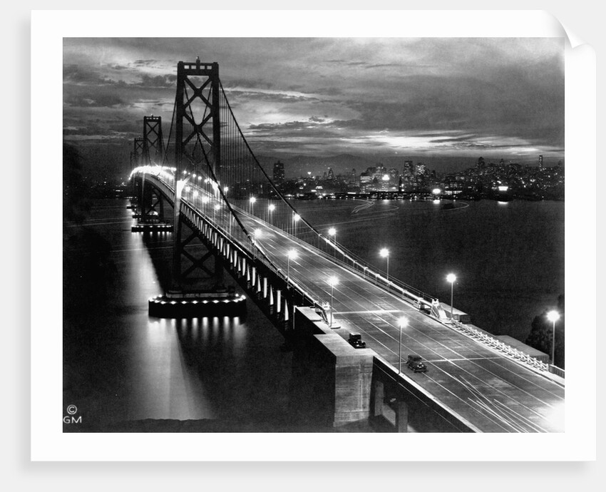 Lights Illuminate the Newly Completed San Francisco Oakland Bay Bridge by Anonymous