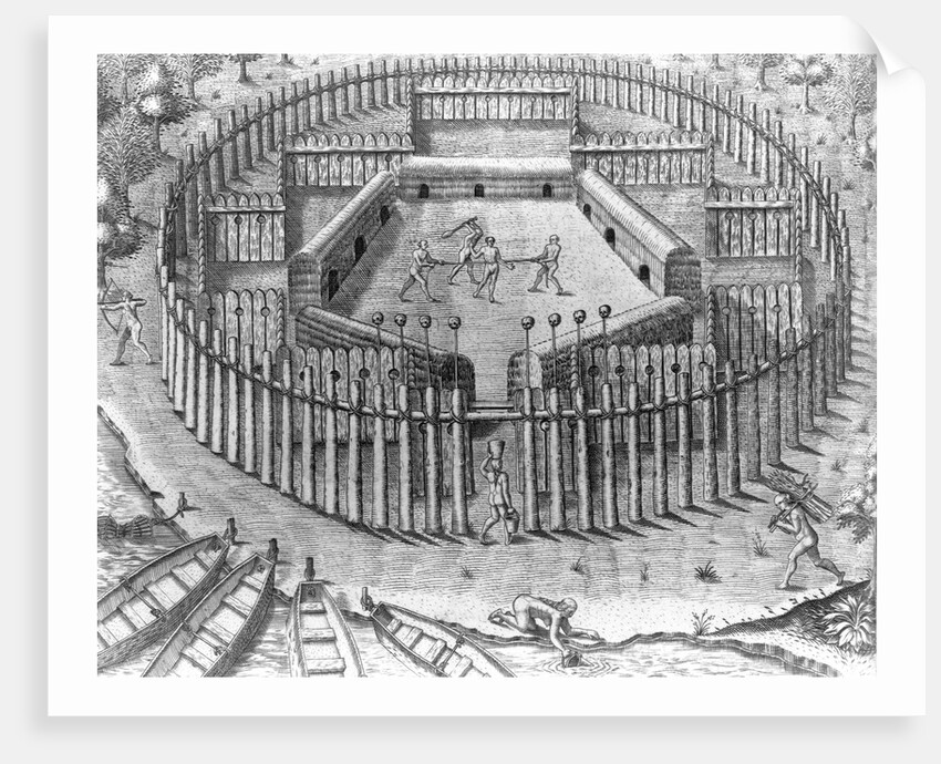 Engraving of a Tupinamba Village by Theodor de Bry
