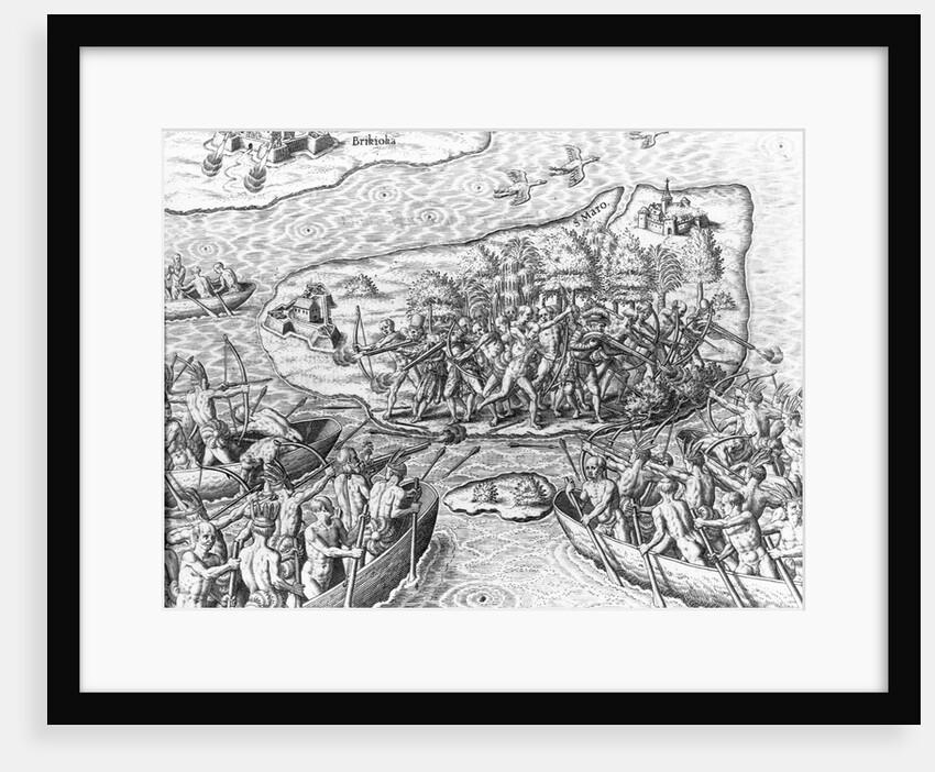 Indians Battling on San Maro by Theodor de Bry From America by Anonymous