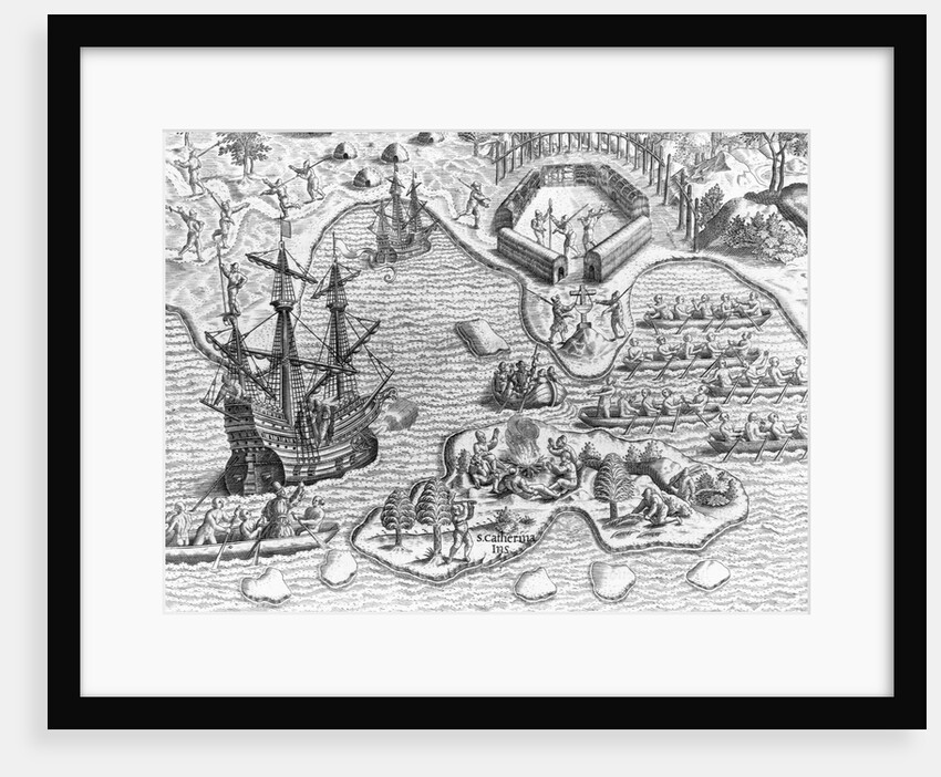 Johannes Staden Arrives at Saint Catherines Island by Theodor de Bry From America by Anonymous