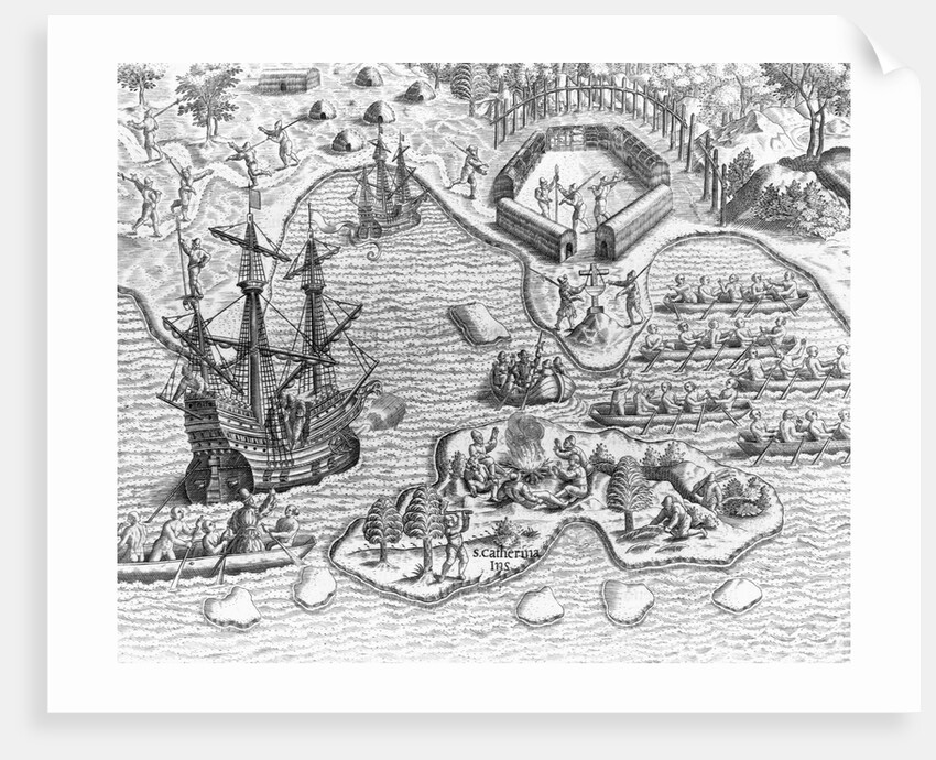 Johannes Staden Arrives at Saint Catherines Island by Theodor de Bry From America by Anonymous