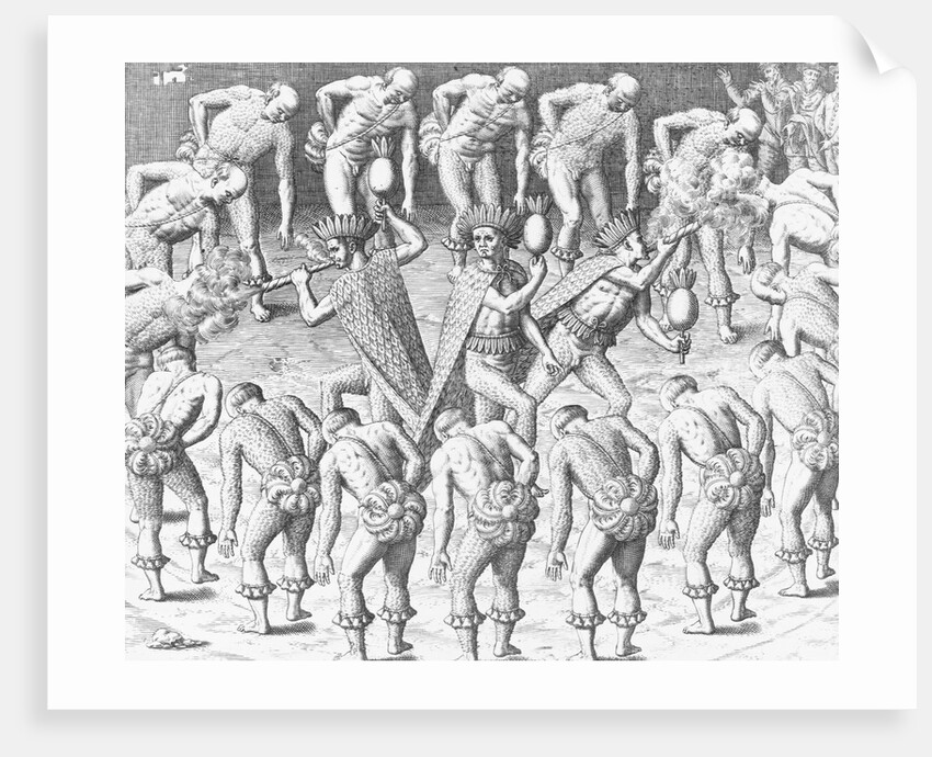 Caraibes Indians Dancing and Smoking Pipes by Theodor de Bry From America by Anonymous