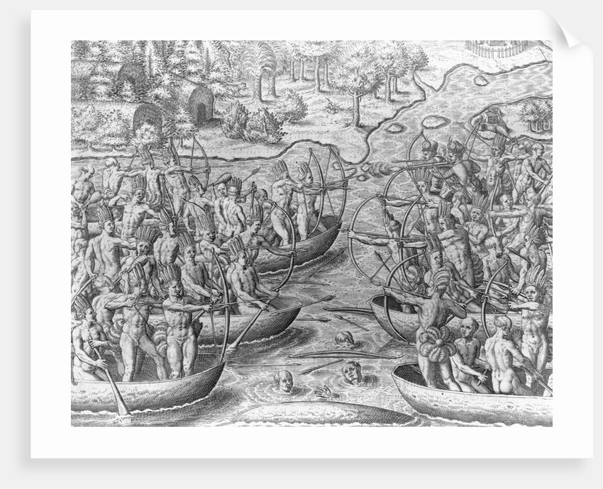 Tuppin Ikin and Tuppin Inwa Indians Battle by Theodor de Bry From America by Anonymous