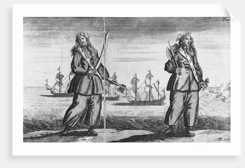 Illustration of Ann Bonney and Mary Read Dressed as Pirates by Anonymous