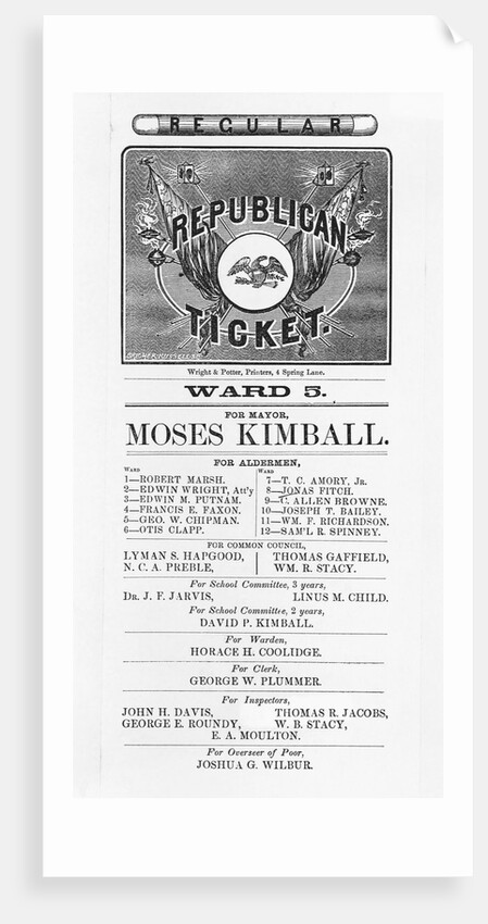 Broadside Listing Boston Republican Ticket by Anonymous