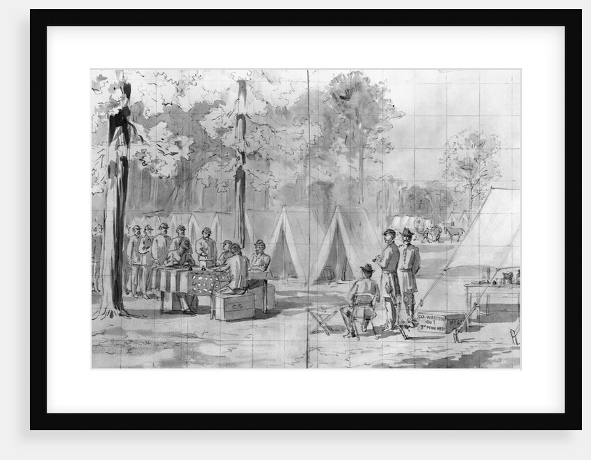 Drawing of Civil War Soldiers Voting by Anonymous