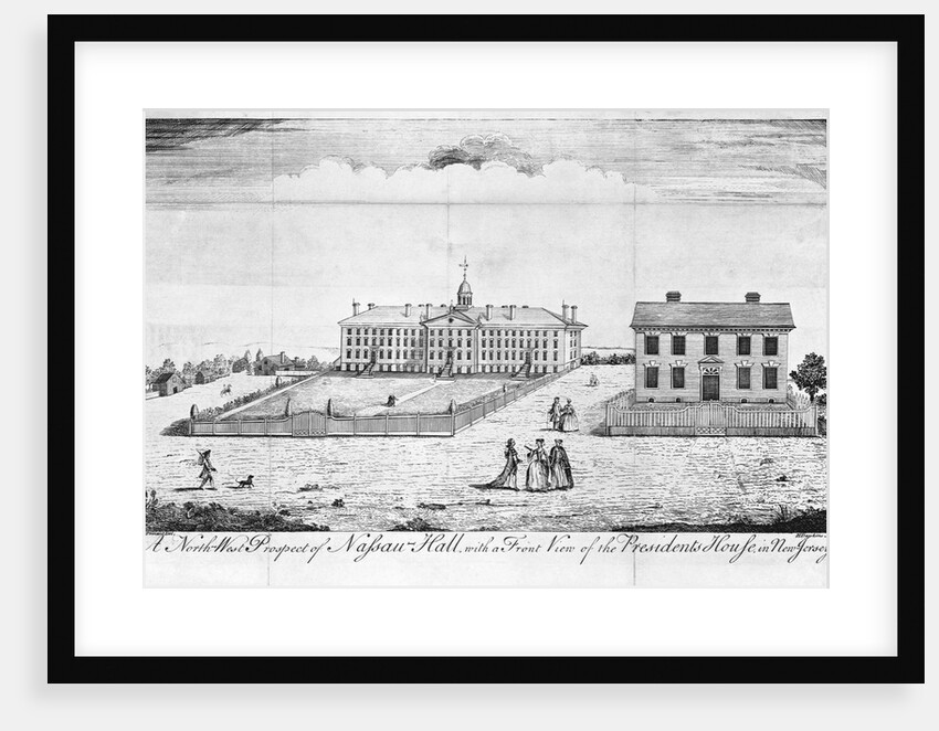 A North-West Prospect of Nassau Hall With Front View of the Presidents House in New Jersey by Henry Dawkins