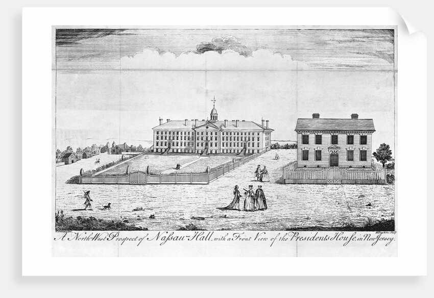 A North-West Prospect of Nassau Hall With Front View of the Presidents House in New Jersey by Henry Dawkins