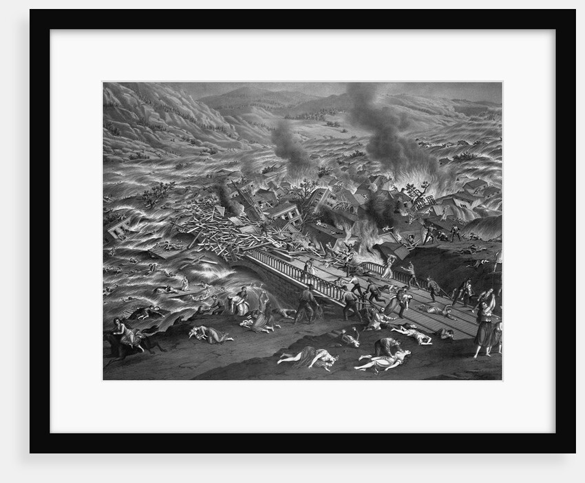 The Great Conemaugh Valley Disaster, Flood and Fire at Johnstown, Pa. Lithograph by Anonymous