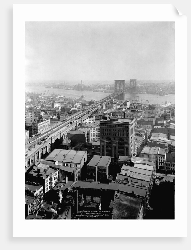 New York and Brooklyn Bridge; (Bird's-eye view) by George P. Hall