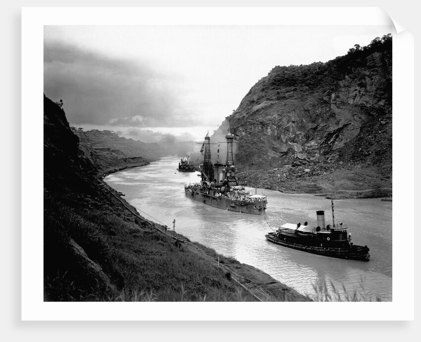 Battleship Moving Through Panama Canal, 1915 by Anonymous