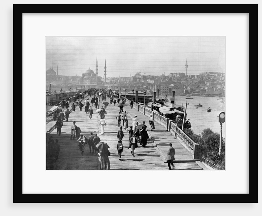 Galata Bridge Spanning Golden Horn to Blue Mosque by Anonymous