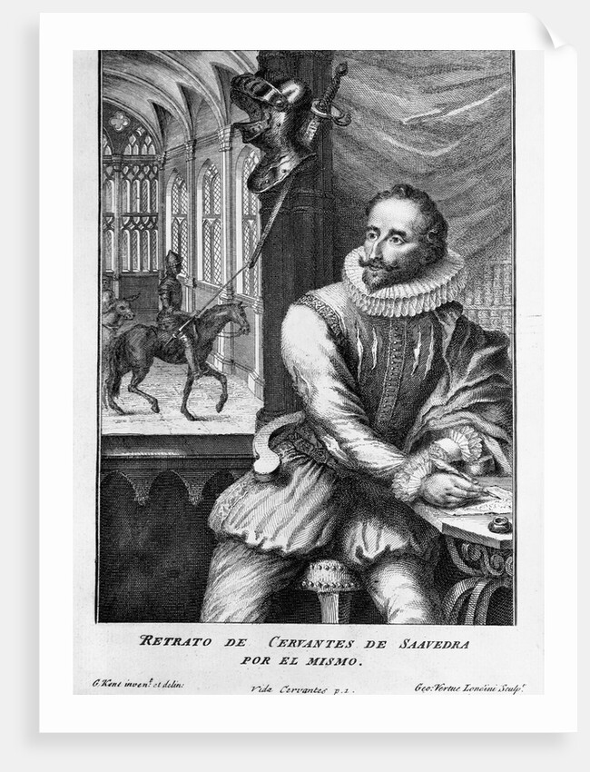 Portrait Engraving of Miguel de Cervantes Saavedra by George Vertue