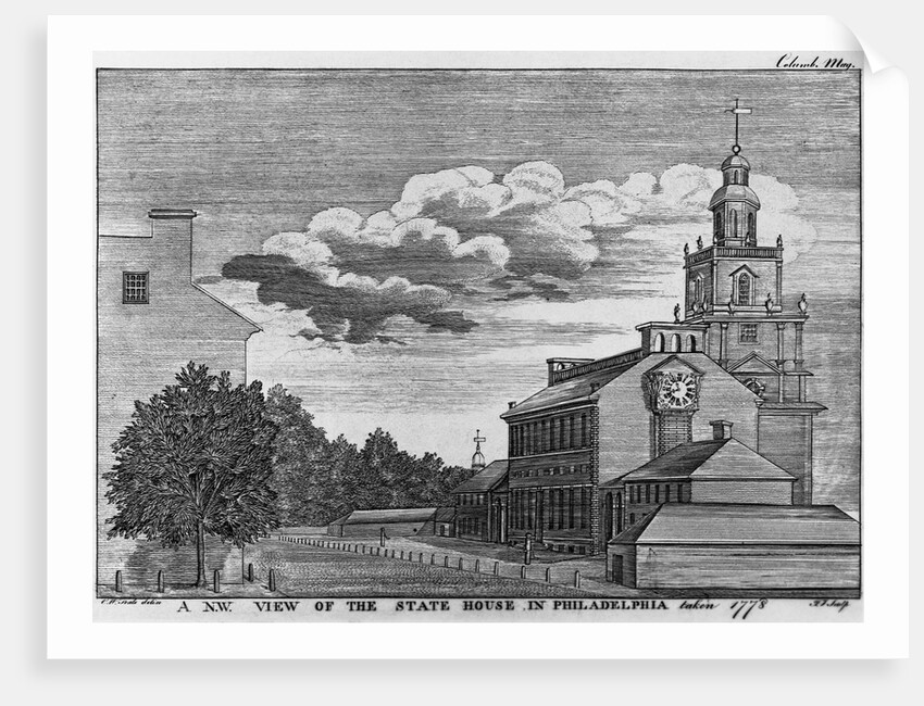 A N.W. View of the State House in Philadelphia Taken 1778 by James Trenchard