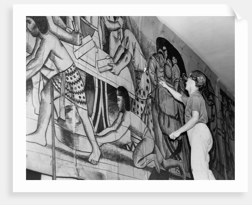 Works Progress Administration Artist Paints a Mural by Anonymous