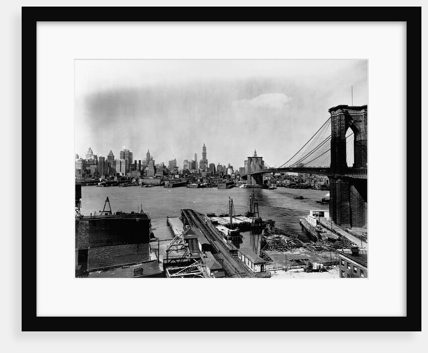 Manhattan Skyline, East River and Brooklyn Bridge by Anonymous