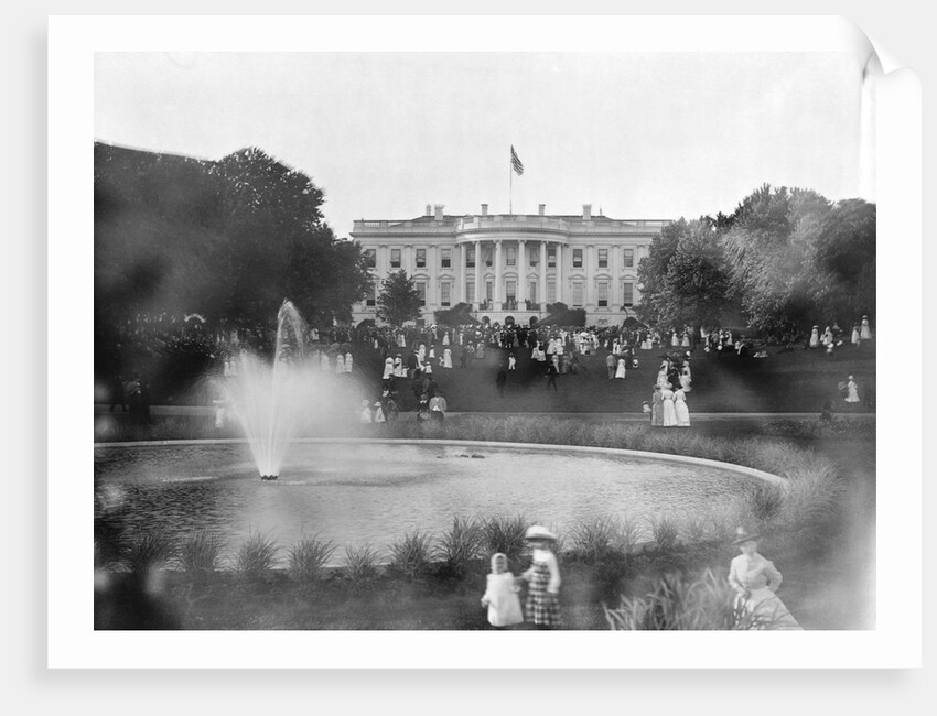 Tourists by Fountain on White House Lawn by Anonymous
