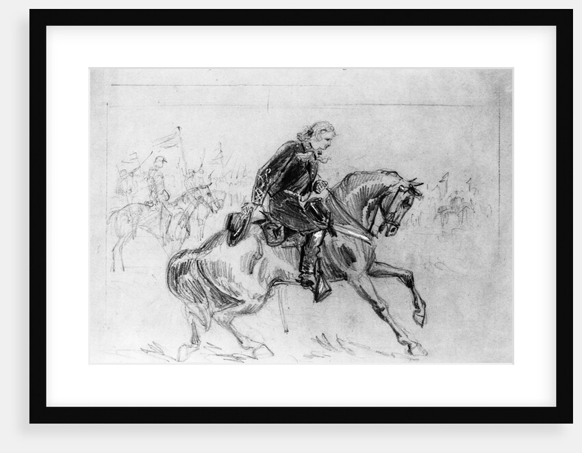Drawing of General Custer on His Horse by Anonymous