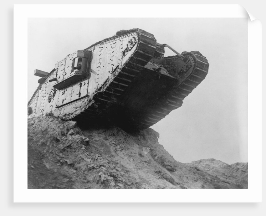British Mark IV Tank Rolling over Hillside by Anonymous