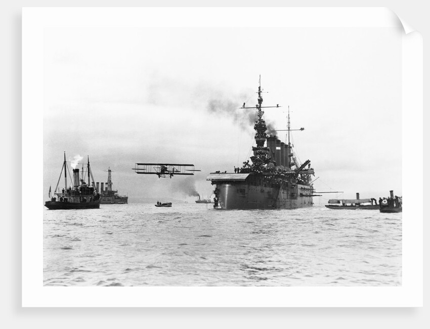 Biplane Flying from Armored Cruiser by Anonymous