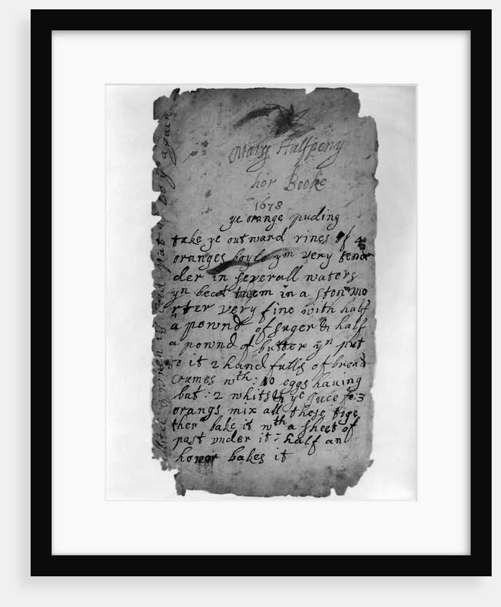 English Recipe for Orange Pudding from 1678 by Anonymous