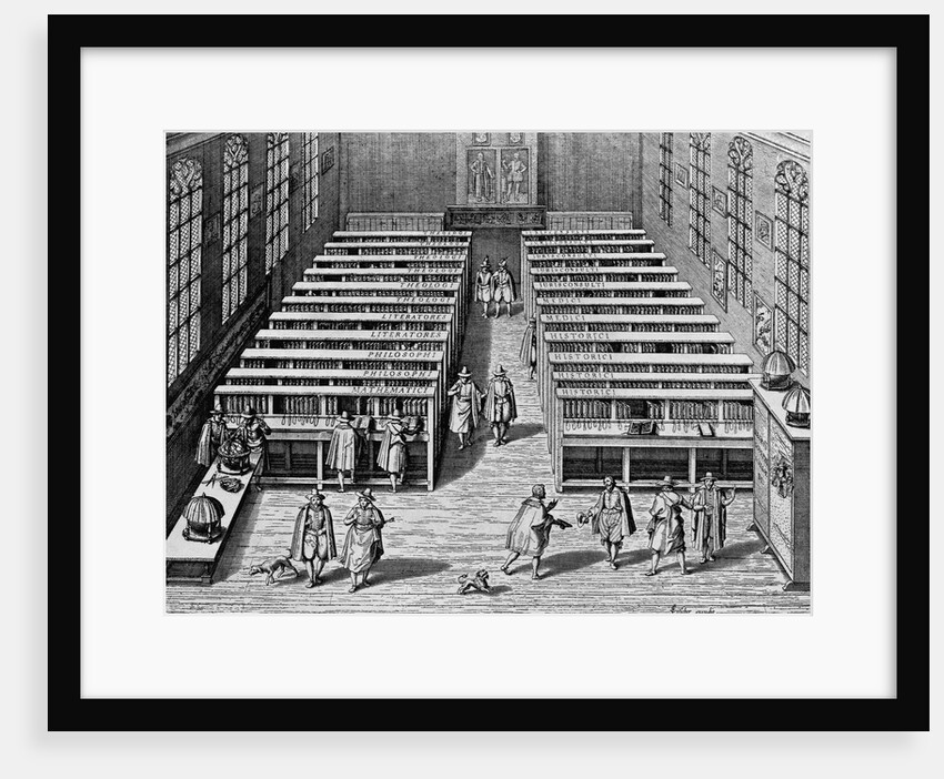 Seventeenth Century Engraving Interior of the Leiden Library by Anonymous