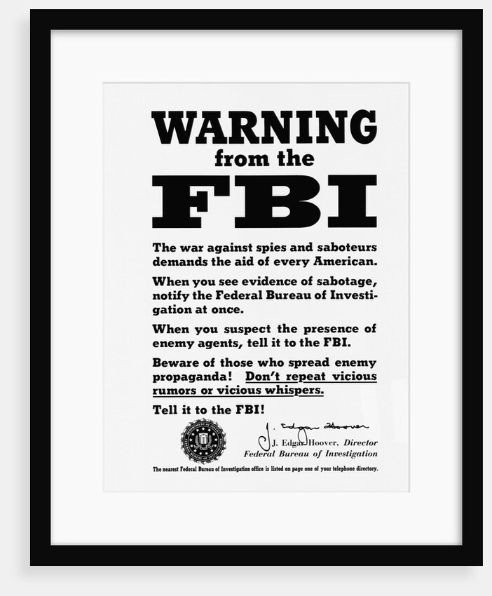 FBI Poster Warning Against Espionage by Anonymous