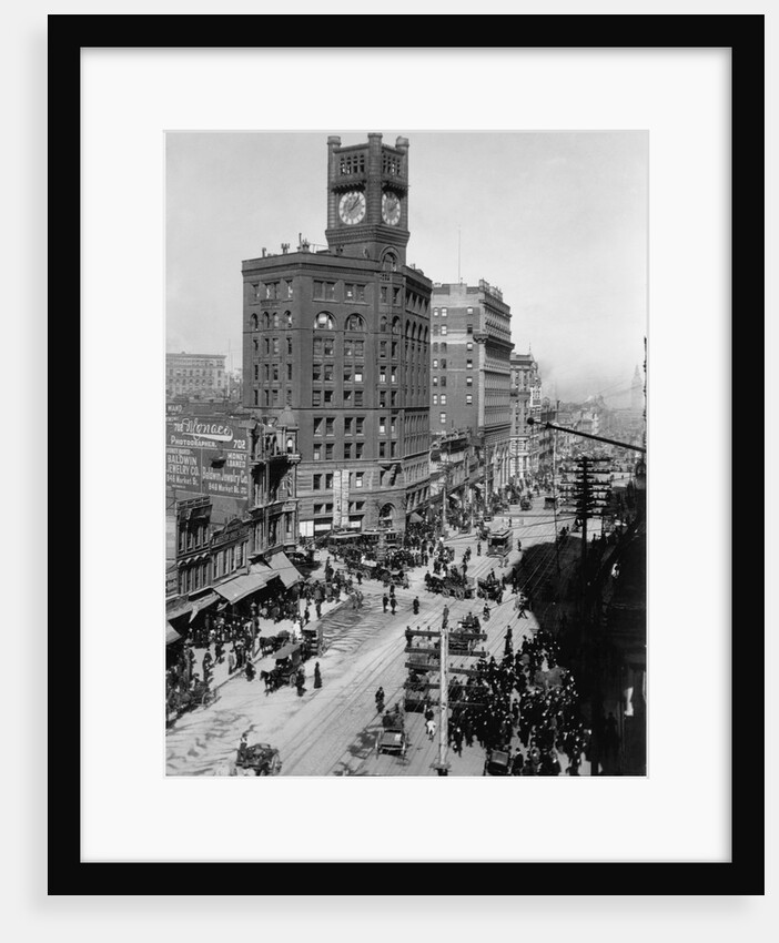 Chronicle Building Clock Tower Dominates Market Street by Anonymous