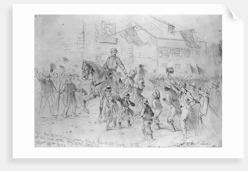 General McClellan Passing Through Frederick City, Maryland at the Head of the Army of the Potomac, September 12, 1862 by Edwin Forbes