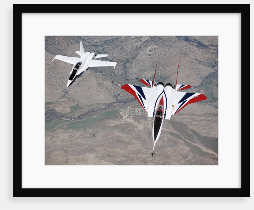 Thrust-Vectoring F-15 and Chase Plane in Flight by Anonymous