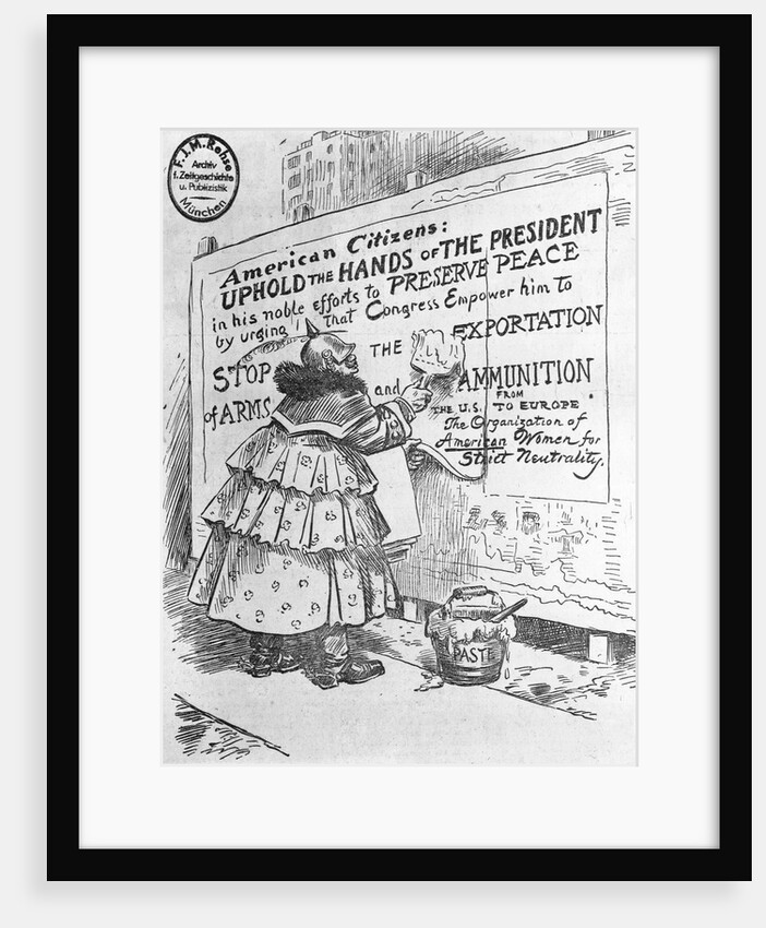 Misguided Lady Putting Up Poster Political Cartoon by Anonymous