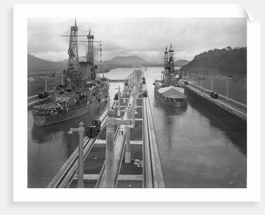 U. S. S. Missouri and U. S. S. Ohio at the Panama Canal by Anonymous
