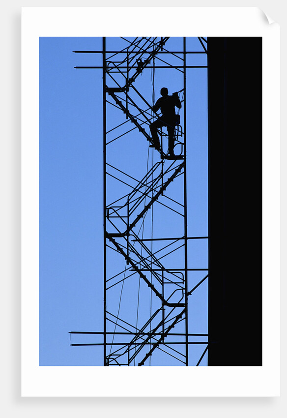 Steelworker Assembling Scaffolding by Anonymous
