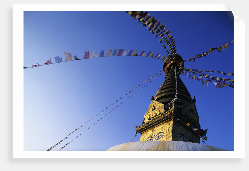 Prayer Flags Hanging from Swayambhunath Stupa by Anonymous