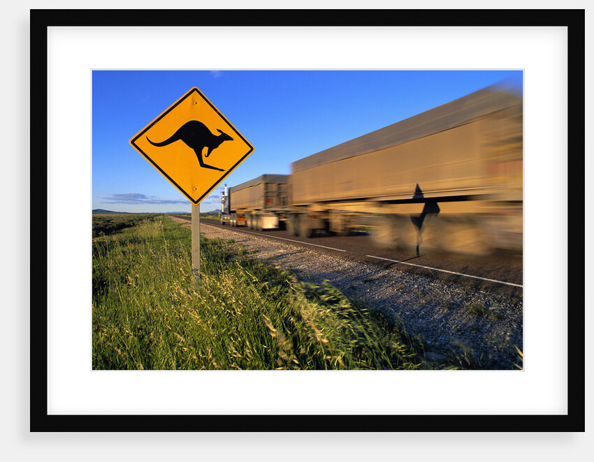 Semi Truck Speeding by Kangaroo Crossing Sign by Anonymous