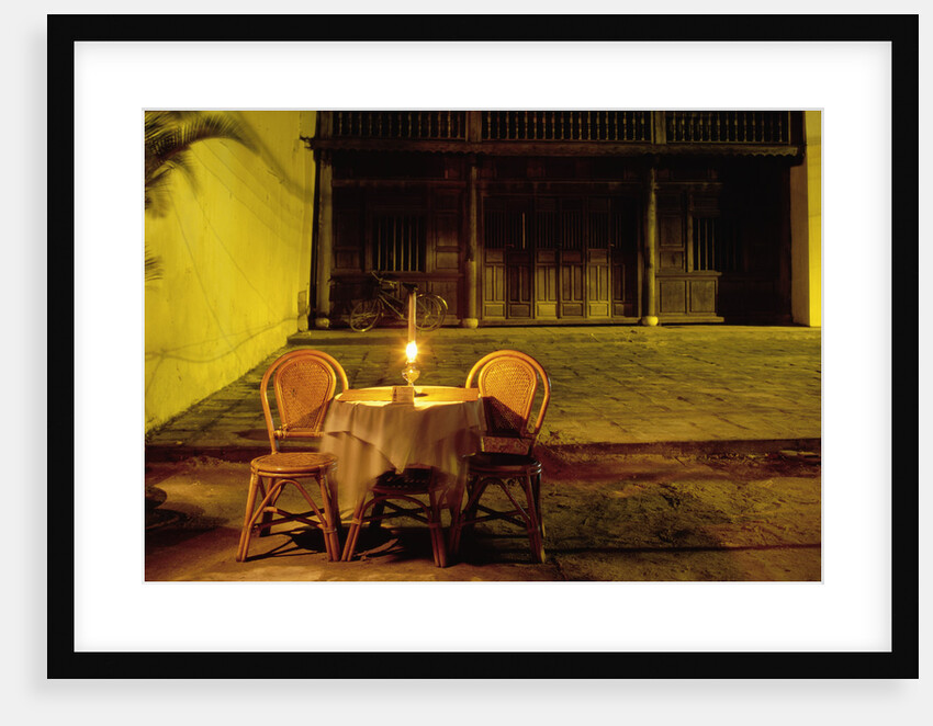 Empty Restaurant Table and Chairs on Street by Anonymous