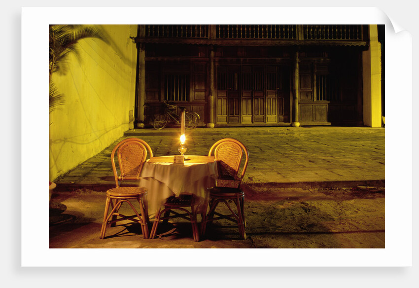 Empty Restaurant Table and Chairs on Street by Anonymous